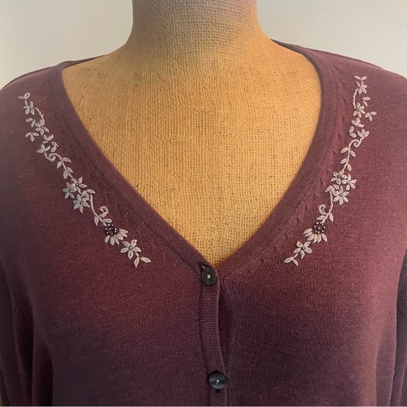 Venezia Embroidered(white )  dark purple Cardigan size 18/20
Very pretty - Picture 2 of 4